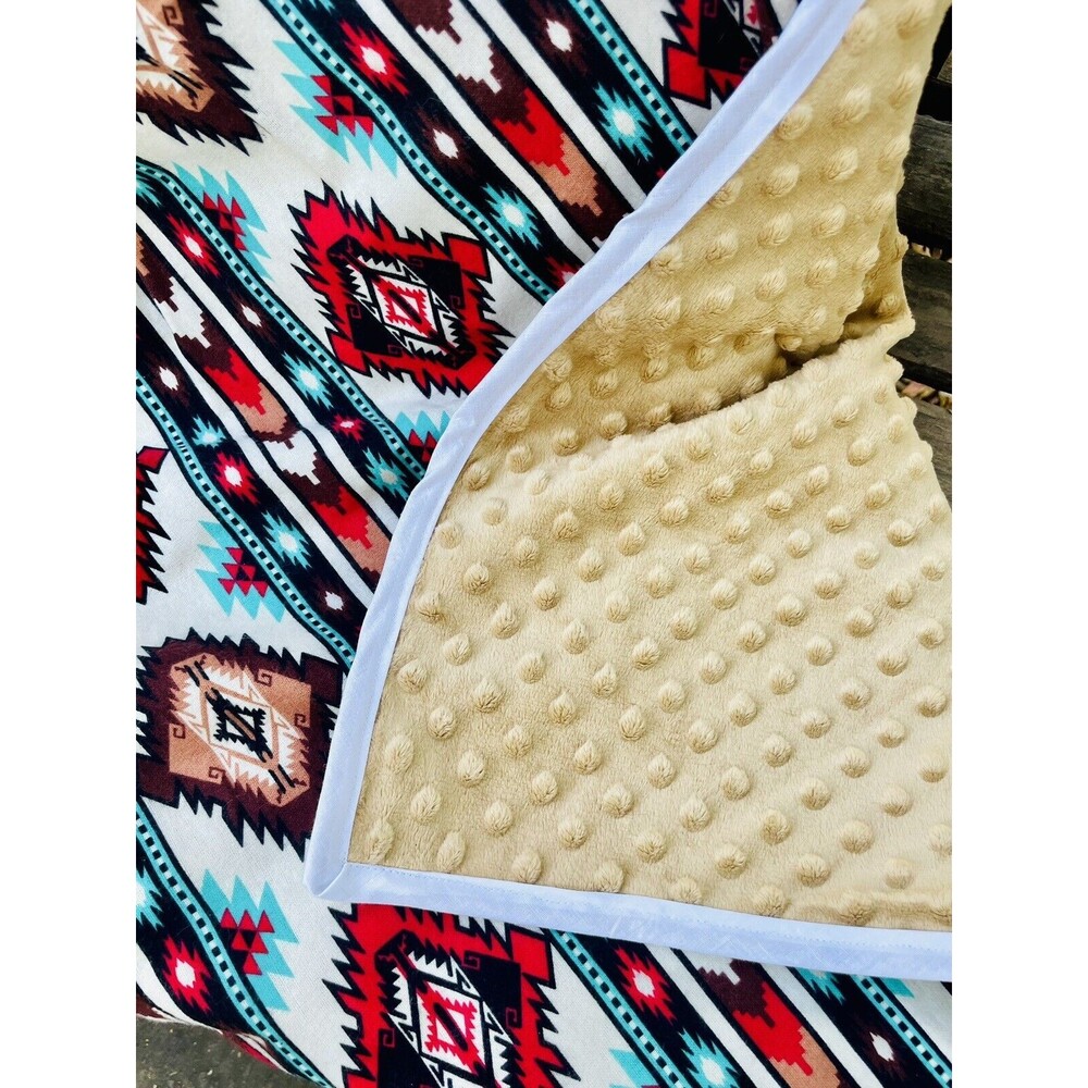 Aztec Baby Boy Girl Blanket Soft flannel And Minky fabric Double sided Handmade